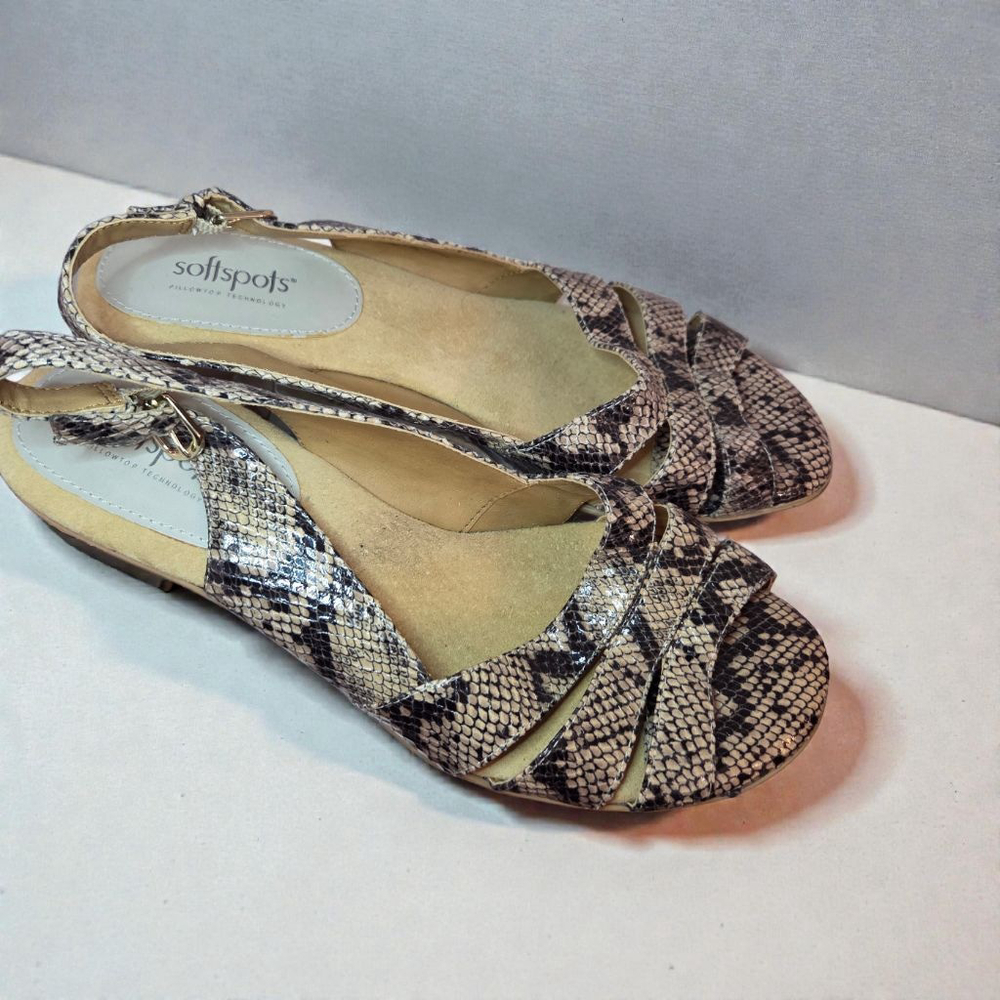 🔥 BUNDLE DEAL: 3/$25 OR 5/$50 Softspots Brown Snake Print Sandals Size 11W